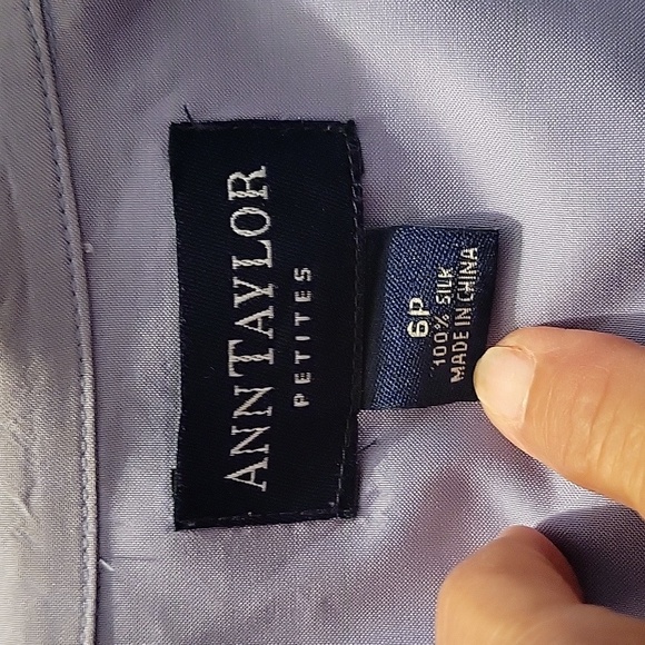 Ann Taylor Women Stylish Lilac 100% Silk Wrap Tie Blouse, Size: 6P - Picture 7 of 7